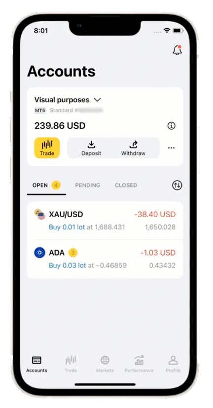 Exness Trade APK Account Management